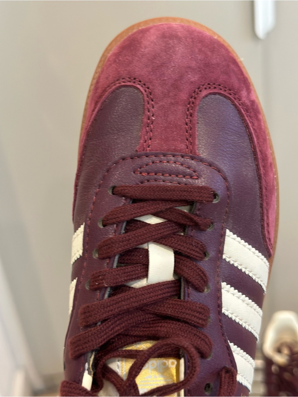 adidas Women's Maroon and White Classic Samba Sneakers - Picture 6 of 12